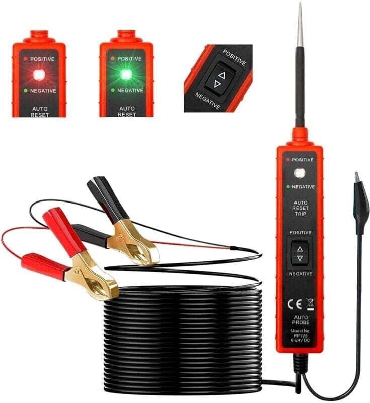 Kfz-Funktionstester – 6–24 V – mit LED-Leuchte – Kurzschlusssuchgerät – Ortung und akustischer Alarm – Polaritäts- und D...