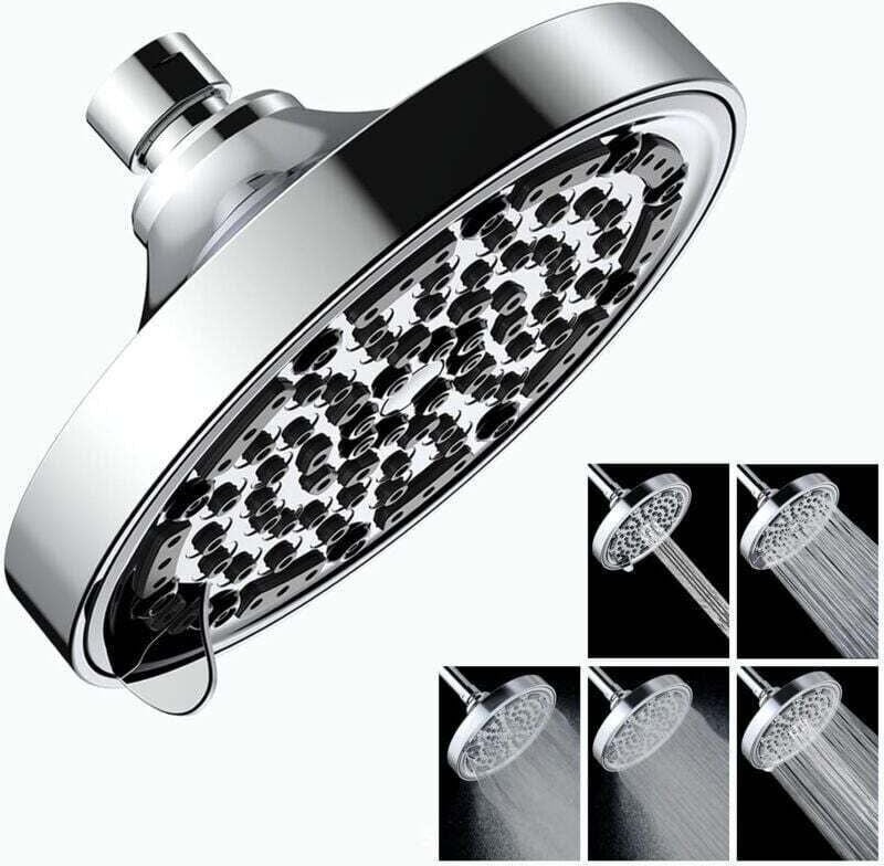 5-Modus-Regenduschkopf, XU, 15 cm Hochdruck-Duschkopf, Wassersparender Duschkopf, Universal-Regenduschkopf - KZQ