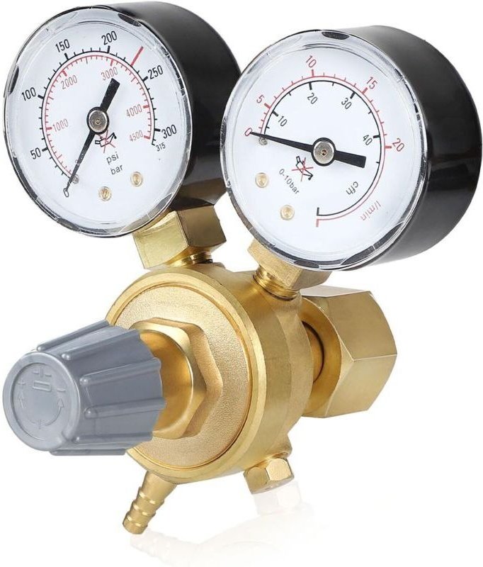 Argon-CO2-Druckminderer für MIG-, MAG-, WIG- und WIG-Schweißen, 315 bar, W21.8-Anschluss