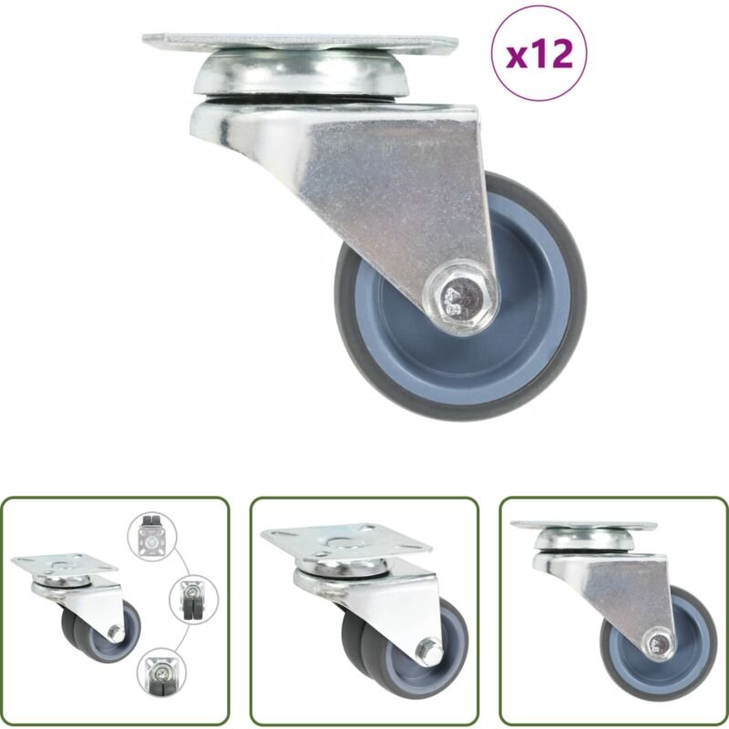 Lenkrolle 50 mm - 12 Stk. Lenkrollen mit Zwillingsrad 50 mm