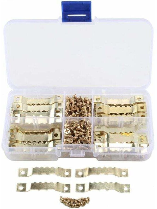 100 Stück Sägezahnhaken Metallrahmenaufhänger Hakenaufhänger zum Befestigen von Rahmen zum Aufhängen von Fotos, Bildern,...