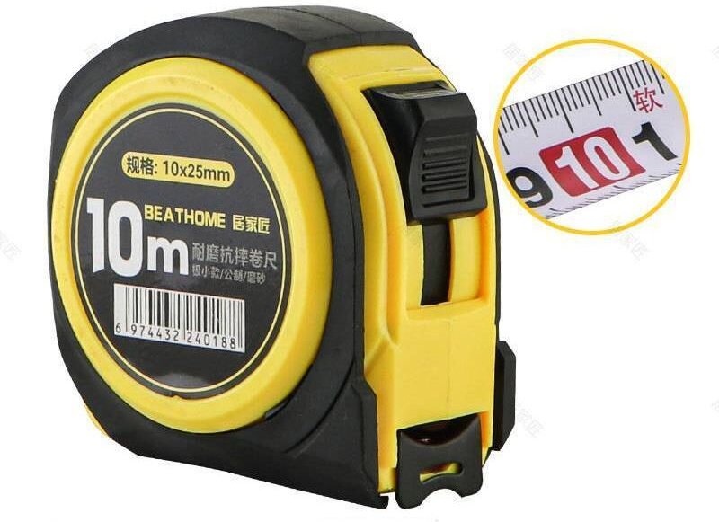 Maßband, 10 m Maßband, automatische Verriegelung, ABS TPR, vielseitig einsetzbar, geeignet für die Holzbearbeitung