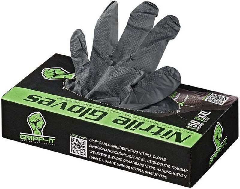 Gripp it nitrilhandschuhe xxl schwarz spenderbox mit 50 stuck