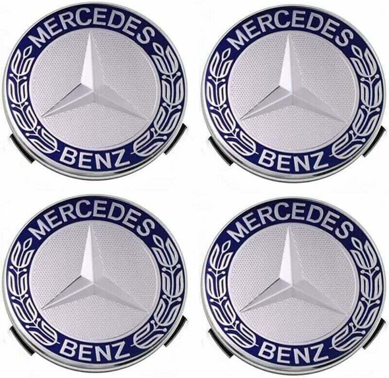 Radkappen und Felgen. Radkappen passend für Mercedes-Benz 75 mm – blau, 4er-Set.