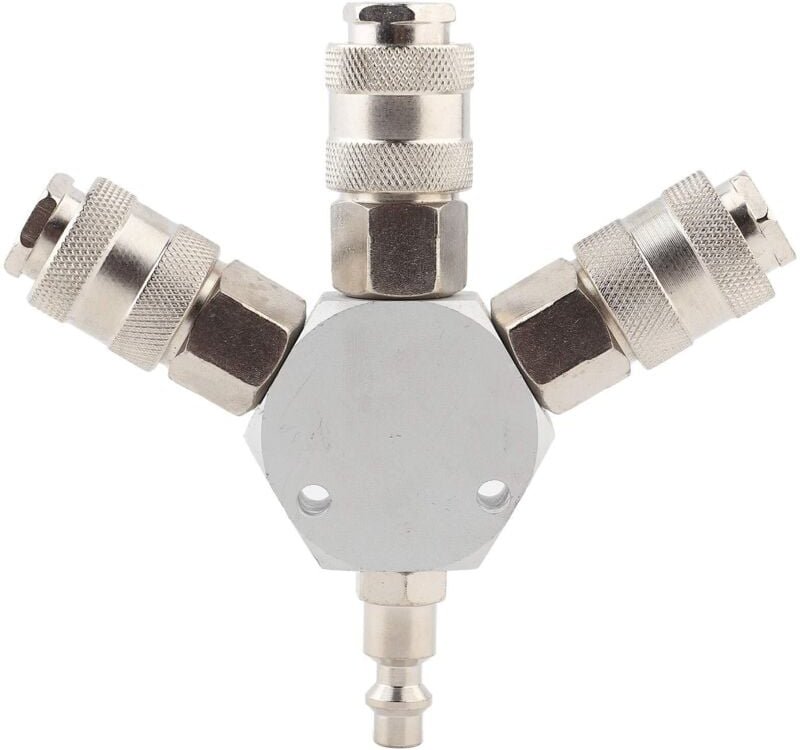 3-Wege-Luftkompressorverteiler 1/4" NPT-Innengewinde 4 Zoll Schlauchverteiler Luftverteiler Schnellkupplung Luftkompress...