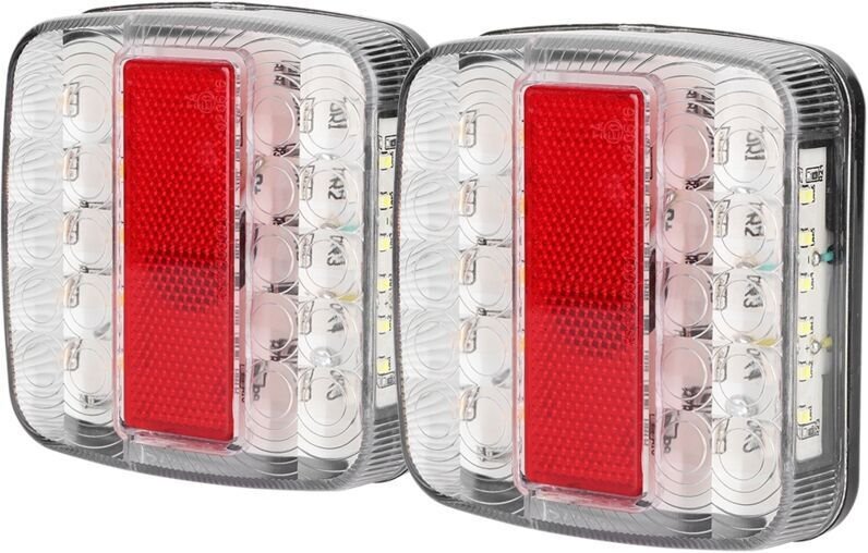 2 Stück 12 V/24 V zweifarbige LED-Rücklichter für Anhänger-LKW (mit weißer Lampenabdeckung) von DEBUNS