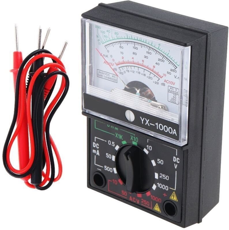 Analoges Multimeter für Wechsel- und Gleichstrom, Ohm, Dezibel, Spannung, Voltmeter, Amperemeter mit Messleitungen