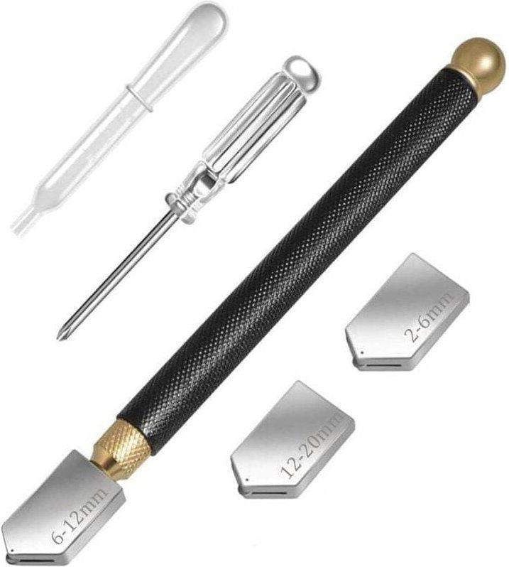 Outil de Coupe Verre Diamant Professionnel avec 3 Têtes Interchangeables 2-20 mm pour Carreaux Miroir Mosaïque