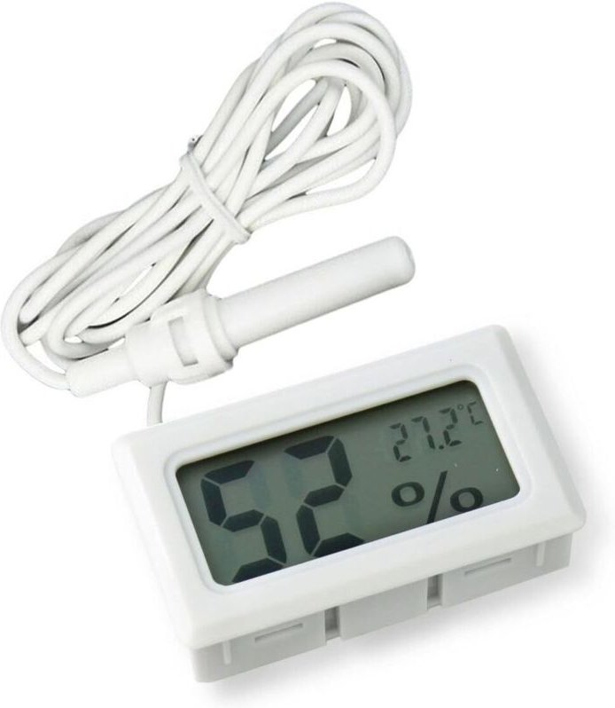2-in-1 Digitales LCD-Einbauthermometer mit Hygrometer und externem Display für Reptilienbrutkästen, Aquarien und Geflüge...