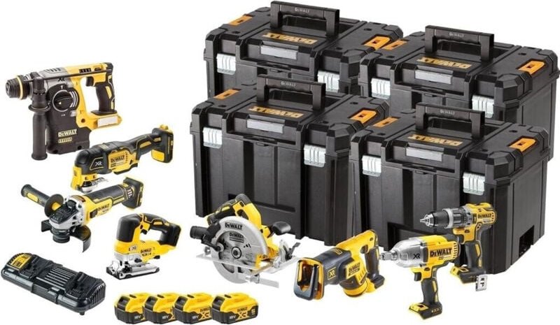 Dewalt - Akku Kombopack DCK865P4T: 18 Volt - 8 Geräte, 4x 5,0 Ah + Doppelladegerät