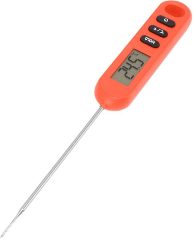 Fleischthermometer, digitales Sofortanzeige-Thermometer, Koch-, Küchen- und Grillthermometer mit langer Sonde, rot