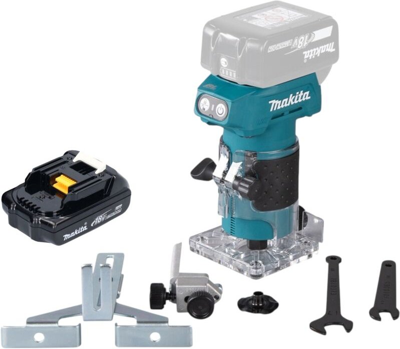 Makita DRT 52 Y1 Akku Kantenfräse 18 V 6 mm Brushless + 1x Akku 1,5 Ah - ohne Ladegerät