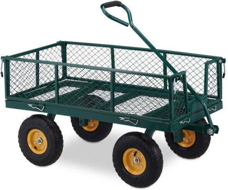 Thumbnail - Green heavy duty cart with yellow rims