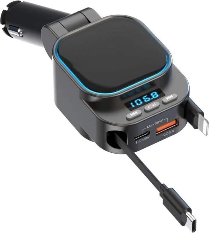 Kompatibel mit iPhone 16, 15, 14, 13 und 12 – 96-W-Autoladegerät mit Bluetooth-Adapter, 4-in-1-Schnellladefunktion, Blue...