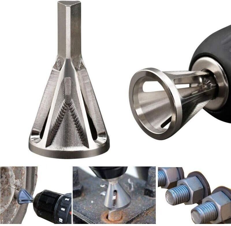 Außenfasen-Entgratungsbohrer für Edelstahlbohrer zum Entfernen von Beschädigungen durch Ausdreher. Silber. Passend für S...