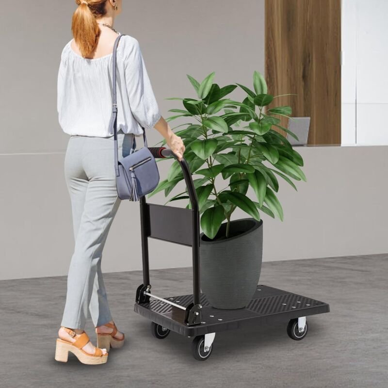 150KG Klappbar Plattformwagen Transportwagen, Klappwagen Plattenwagen Lastenwagen Transport Trolley Schwerlastwagen Roll...