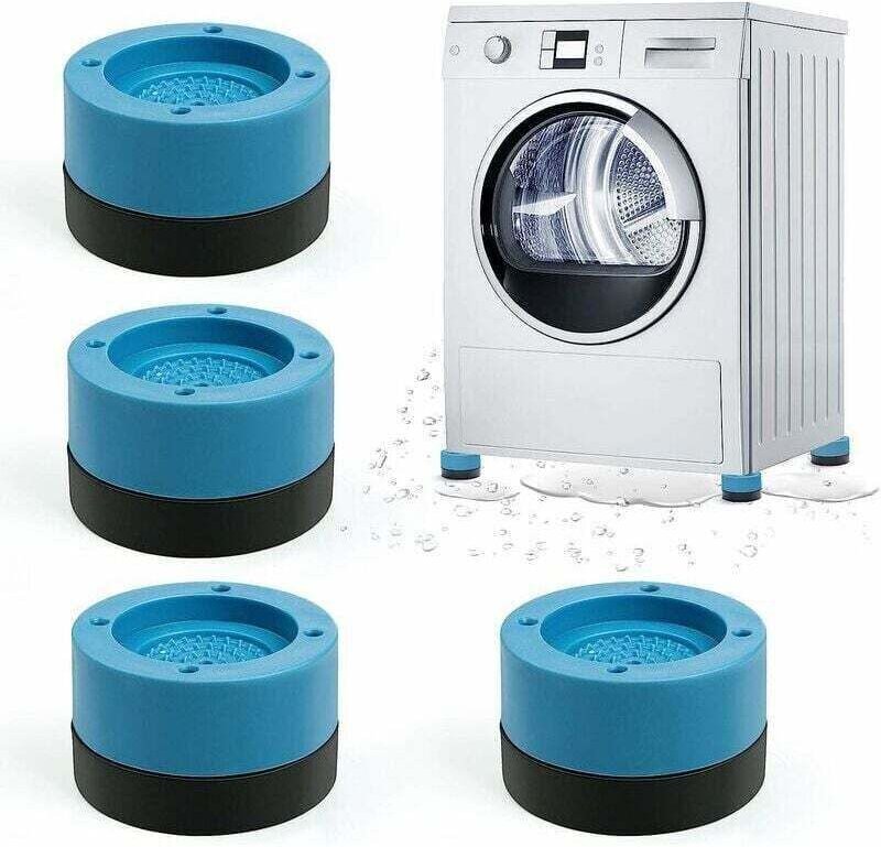 4 Stück stoßdämpfende Waschmaschinenfüße, XU, universelle Waschmaschinenfüße für Waschmaschinen und Trockner (Blau, 3,5 ...