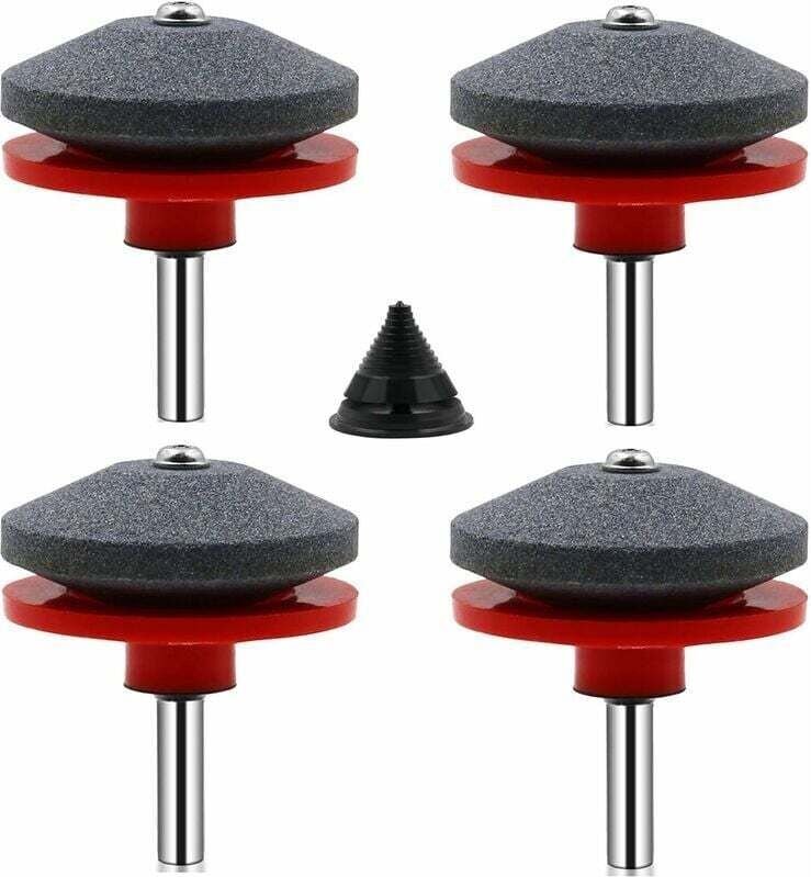 4 Pièces Affuteur Lame Tondeuse Gazon Universel Aiguiseur de Tondeuse Accessoires pour Tondeuses avec 1Pcs Kit D'équilib...