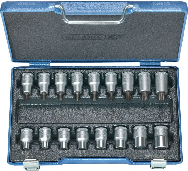 Steckschlüsselsatz itx 19 TX-017 17-teilig 1/2 ″ T20 - T60/E10 - E24