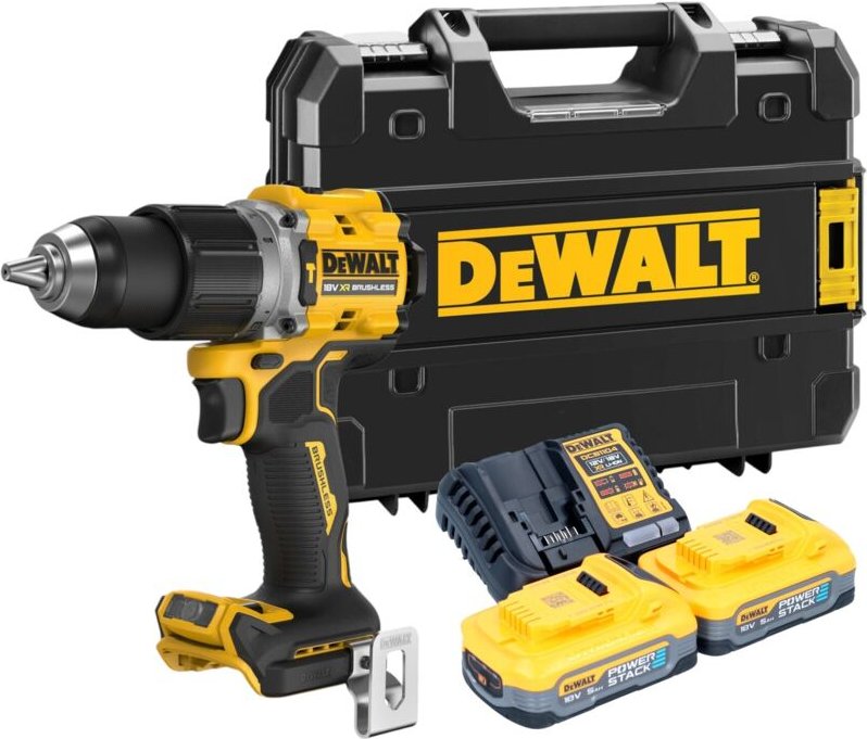 DeWalt DCD 805 H2T Akku Schlagbohrschrauber 18 V 90 Nm Brushless + 2x Powerstack Akku 5,0 Ah + Ladegerät + TSTAK