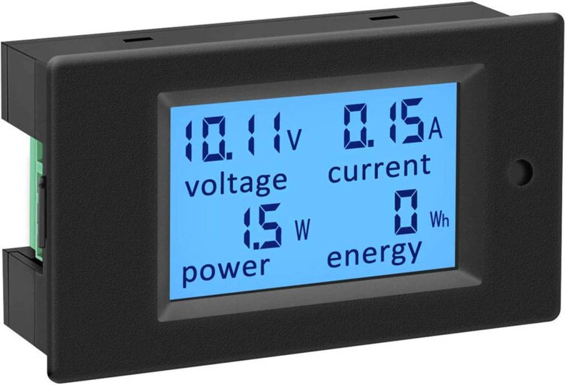 Digitales Multimeter mit LCD-Anzeige für Gleichstrom (6,5–100 V, 100 A) zur Messung von Spannung, Strom und Energie (12 ...
