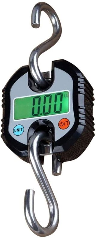 Hängende Gepäckwaage, Angelwaage, bis 150 kg mit LCD-Anzeige und Gewichtszählfunktion, 2 abnehmbare Haken, Gepäckwaage f...