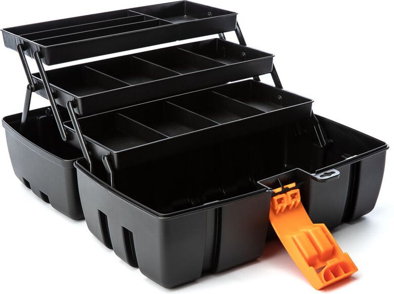 BigDean Werkzeugkiste groß mit 3 Laden - Werkzeugkoffer leer - 36x20x20 cm aus schlagfestem Kunststoff - perfekt auch al...