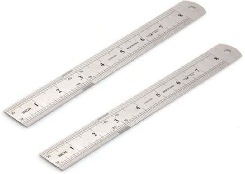 Doppellineal, Vintage, Edelstahl, Werkzeug für Maschinisten, 20 cm Skala