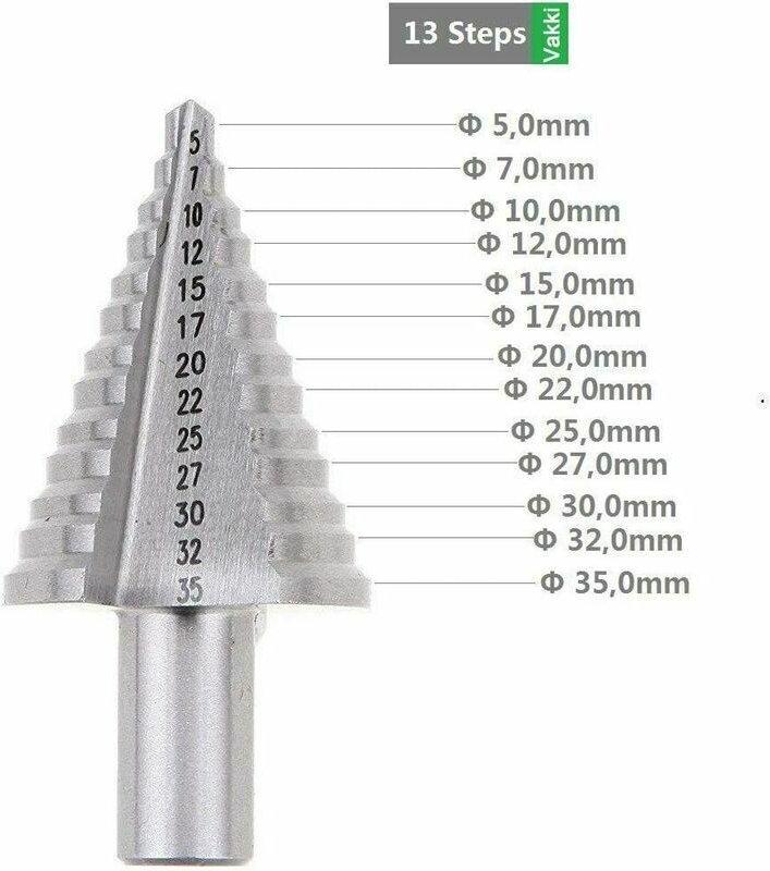 HSS-Stufenfräser, titanbeschichteter Doppelschneider (5 mm–35 mm), robust, ideal für Schraubendreher zum Bohren in Stahl...