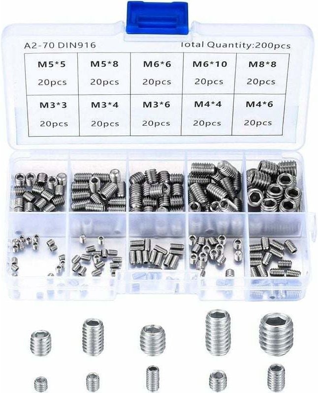 200-teiliger Satz Spannlehren für Maschinenschrauben aus Edelstahl 304
