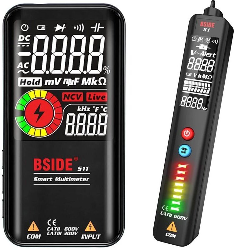BSIDE Smart Multimeter Kit & Spannungsprüfstift mit großem Farbdisplay, wiederaufladbarem Multimeter und Spannungsprüfer...