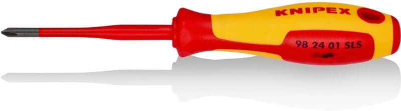 Knipex - 98 24 01 sls Schraubendreher (Slim) PlusMinus Phillips® isolierender Mehrkomponenten-Griff, VDE-geprüft brünier...