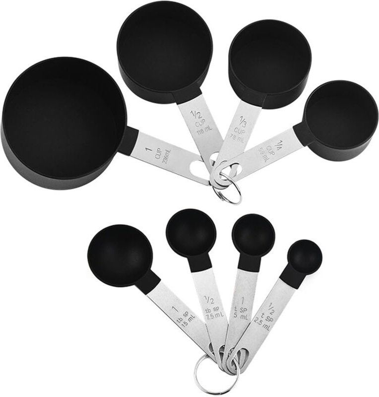 8 Stück Messlöffel Set, 4 Measuring Cups und 4 Löffel mit Edelstahlgriff, Measuring Cups and Spoons Set aus Kunststoff,C...