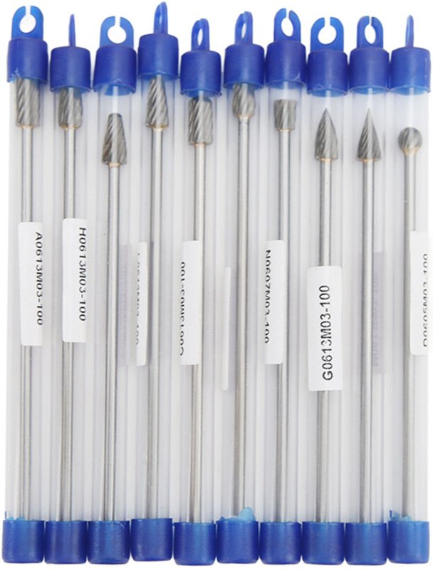 Tbest Rotationsfräser-Set, 10-teiliges Hartmetall-Rotationsfräser-Set, 3 mm Schaft, Multifunktions-Schleiffräser für Luf...