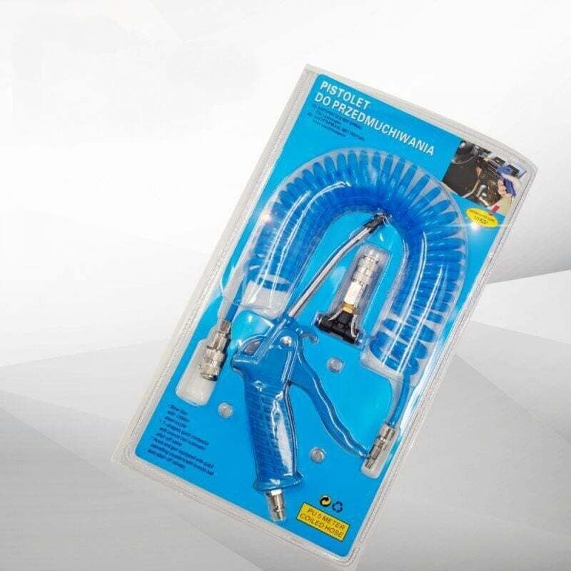 Pistolet de Soufflage d'Air avec Tuyau Enroulé 5 mètres 4 6mm Bleu pour Camion Fourgonnette Camion Lourd Connecteur Rapi...