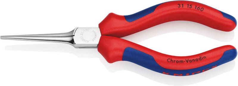 Knipex - 31 15 160 Greifzange (Nadelzange) mit Mehrkomponenten-Hüllen verchromt 160 mm