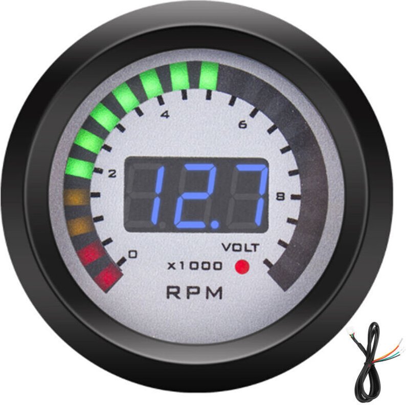Digitaler Drehzahlmesser 52 mm / 2 Zoll 0-9999 U/min Ersatz für 12V 4/6/8 Fahrzeuge.