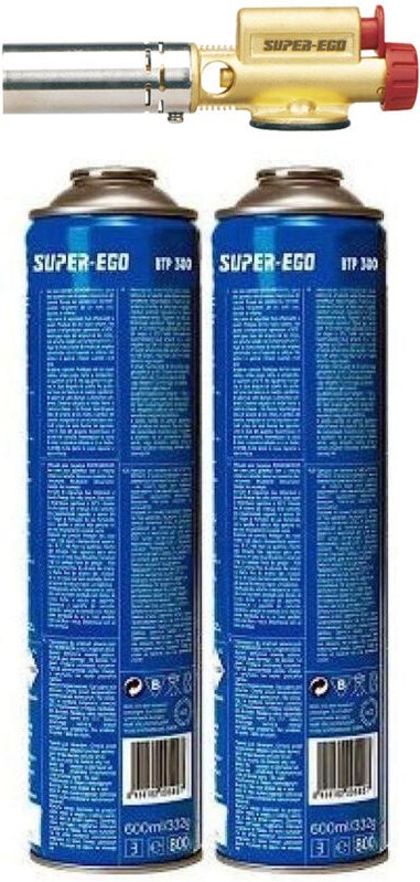 Super-ego Tools - easyfire-Brenner mit eu 7/16' Piezo-Gewinde + 2 Flaschen btp300 1000000768 super ego