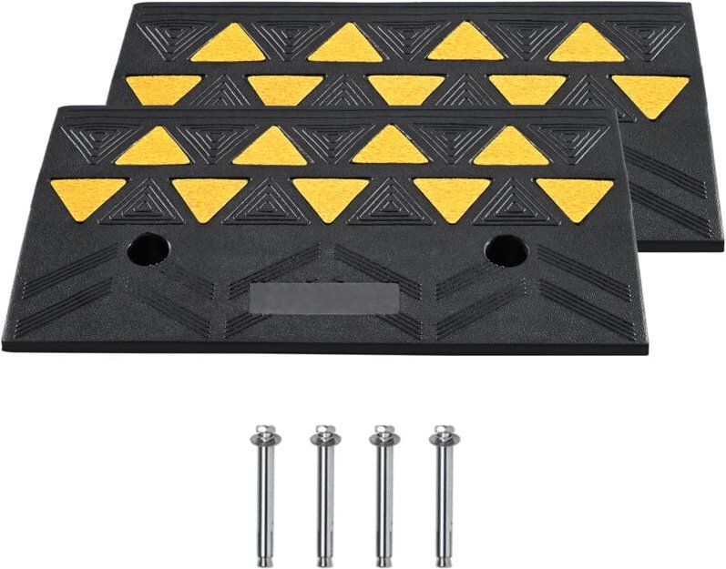 Mophorn Bordsteinrampe aus Gummi, 2er-Pack, 10,9 cm Steighöhe, robuste Schwellenrampen mit einer Tragkraft von 15000 kg,...