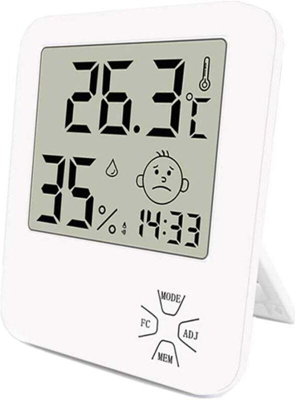 Mini-Digitalthermometer mit hoher Präzision, Hygrometer für den Innenbereich, Heimthermometer mit Klappständer und Wecke...