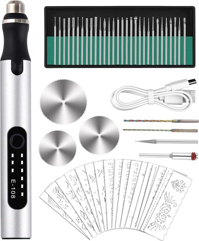 Elektrischer Gravierstift, Elektrischer Gravierer Mini DIY Gravierwerkzeug, Mini USB Wiederaufladbarer Gravierstift Mult...