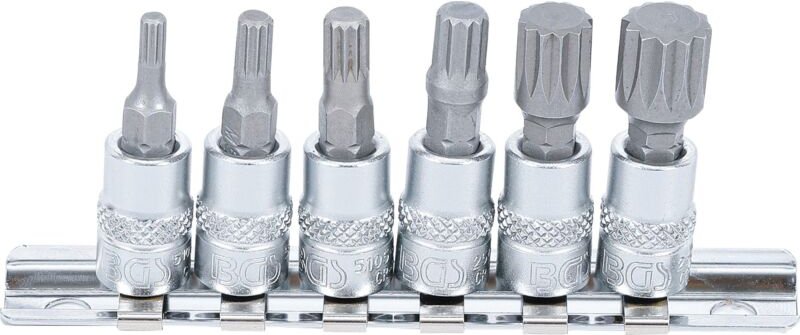 Bgs Technic - Bit-Einsatz-Satz Antrieb Innenvierkant 6,3 mm (1/4') Innenvielzahn (für xzn) M4 - M12 6-tlg.