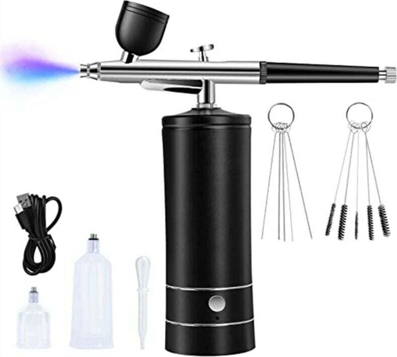 Airbrush-Set, tragbarer, kabelloser und wiederaufladbarer Kompressor, 30 PSI Komplettset