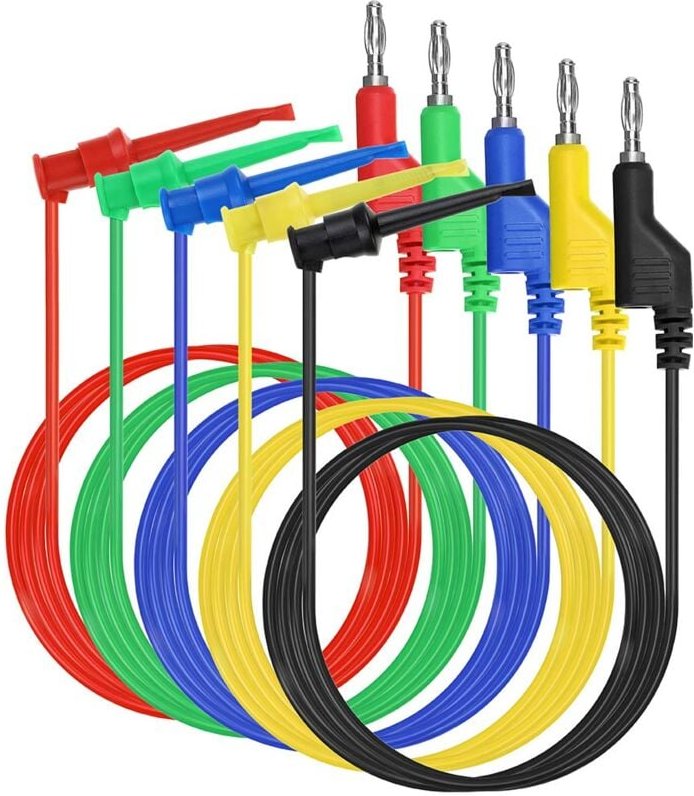Dolaso - 39 Zoll Multimeter-Messleitungssatz - 5-teiliger stapelbarer Bananenstecker zum Prüfen von Hakendrahtkabelsatz ...