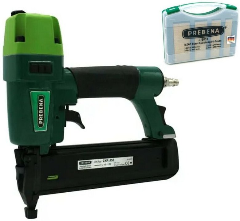 Prebena Druckluftnagler 2XR-J50 Tacker + J-Box Stauchkopfnägel Brads Nägel