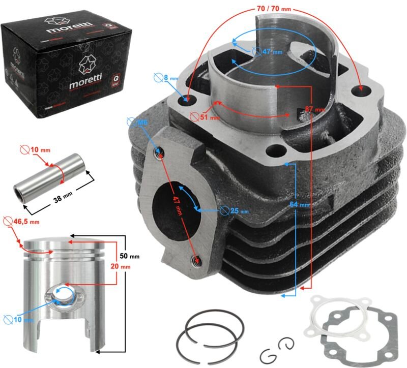 Zylinder für Roller 2T 70cc 1PE40QMB sw.10mm
