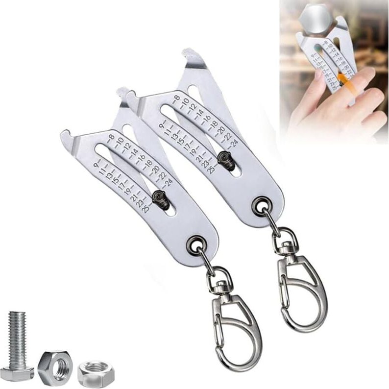 Set mit 2 tragbaren Präzisions-Gewindelehren-Schlüsselanhängern, Mini-Gewindesucher, Schlüsselanhänger zur Identifizieru...