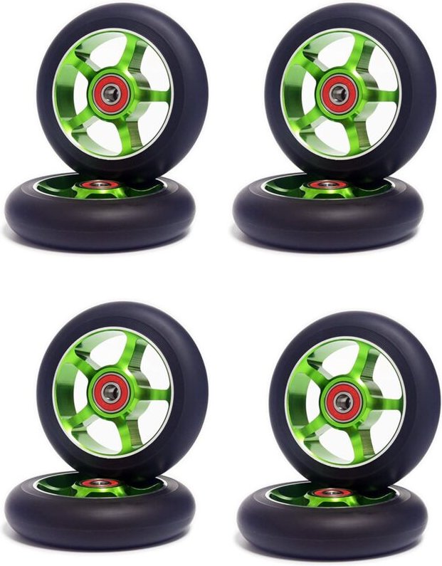 Tlily - 8 StüCk 100Mm Roller mit Lagern Aluminium VerschleißFeste pu Roller Teile Roller ZubehöR,GrüN