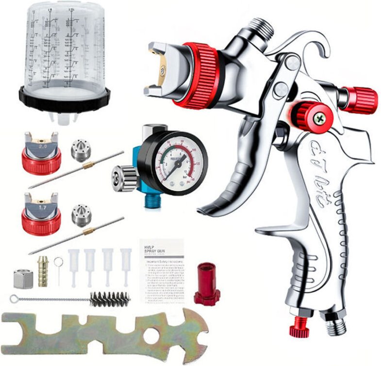 Vtizikl Pistolet à Peinture Pistolet pulvérisateur d'air à Alimentation par gravité HVLP Meubles de Voiture Petit Pistol...