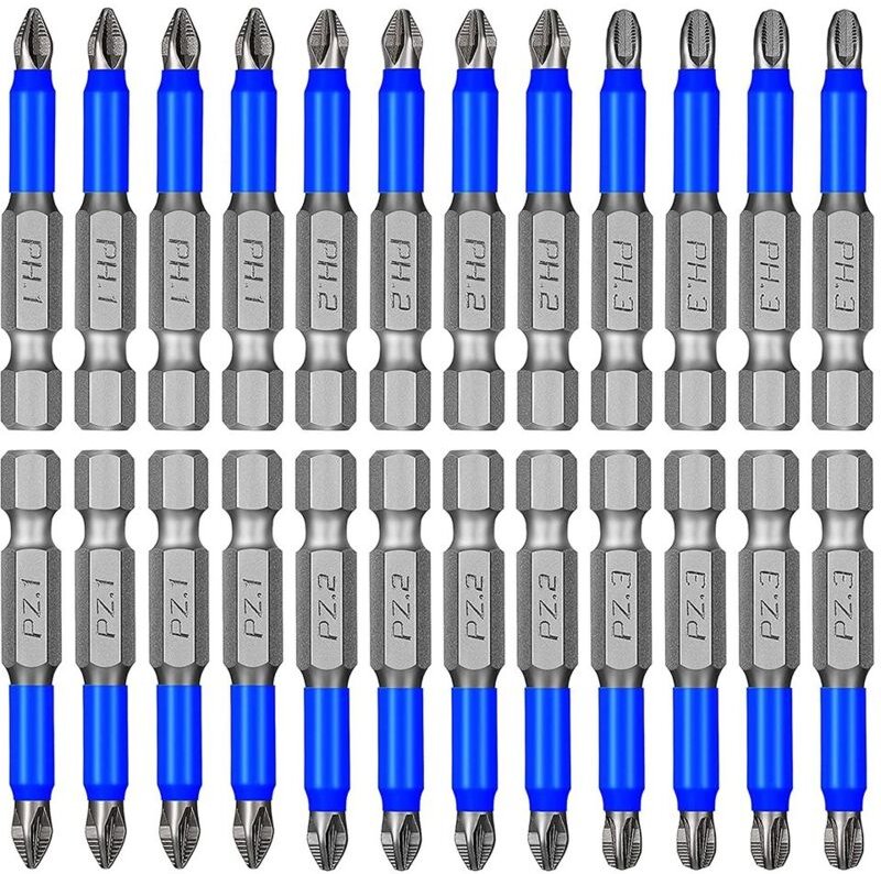 24-teiliges Schraubendreher-Bit-Set PH1 PH2 PH3 PZ1 PZ2 PZ3 1/4 Zoll Sechskantschaft